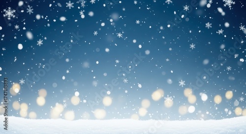 Wallpaper Mural Magical Winter Snowfall with Festive Bokeh Lights on a Snowy Ground Torontodigital.ca