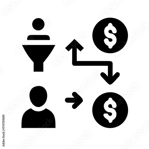 Icon representing sales funnel and conversion