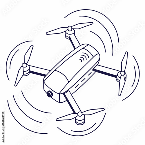 Foldable drone with spinning propellers icon quadcopter 1