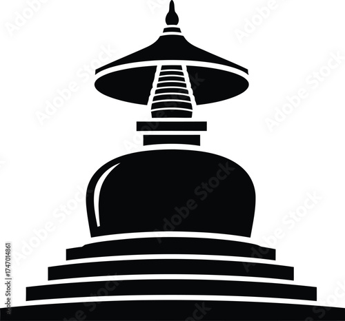 Black and white stupa vector graphic design