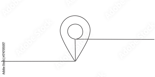 Continuous one line art drawing location 