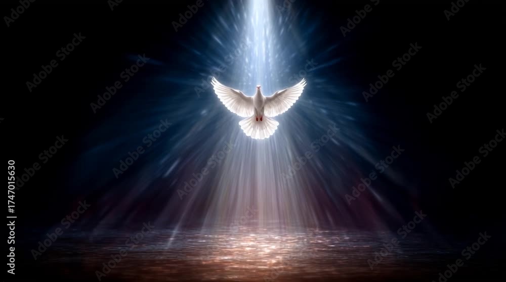 Conceptual scene of the Annunciation where the Holy Spirit appears as a ...