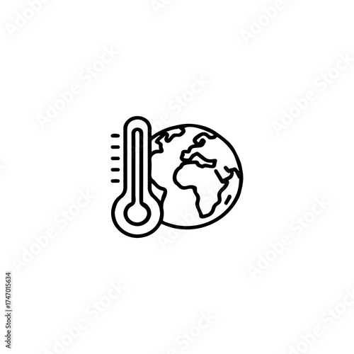 Vector art of thermometer and planet earth icon representing global warming and climate change