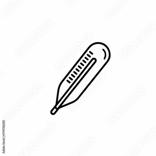 Simple line art illustration of a classic mercury thermometer showing a low temperature.