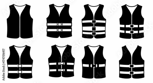 Collection of safety vests in various styles and designs displayed neatly