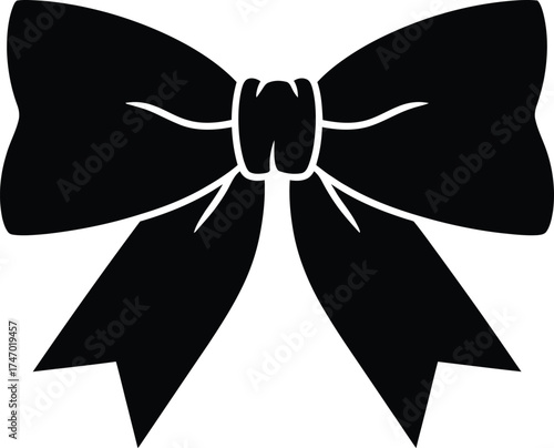 Classic black silhouette bow tie shape for decorative and design projects