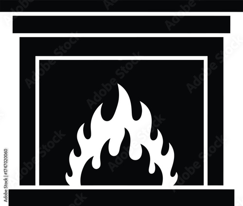 Cozy fireplace flames warm hearth home decor icon symbol graphic design element