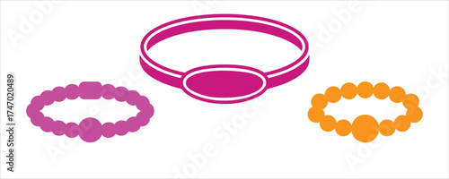 Vector Illustration of Three Different Bracelets in Purple and Orange Tones