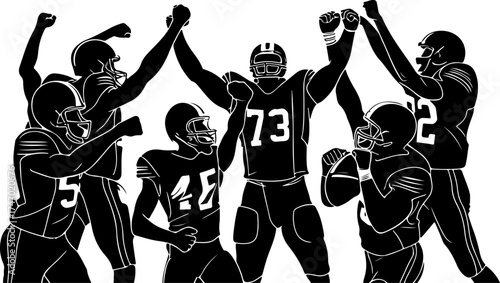 American Football Team Silhouette Bundle Illustration 