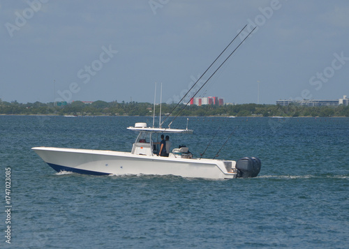 Well equipped sports fishing boat.