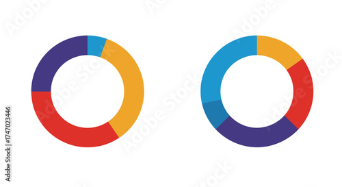 Two colorful donut charts displaying proportional data segments visually