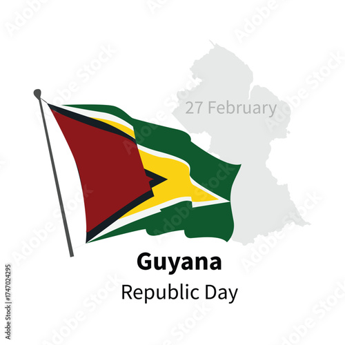 Guyana Republic Day banner illustration on white background