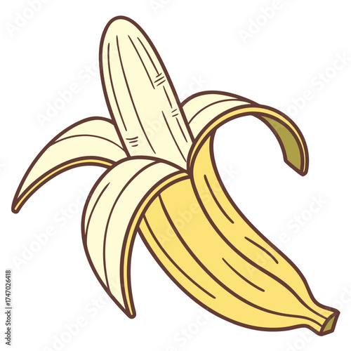 Peeled banana with a bright yellow color