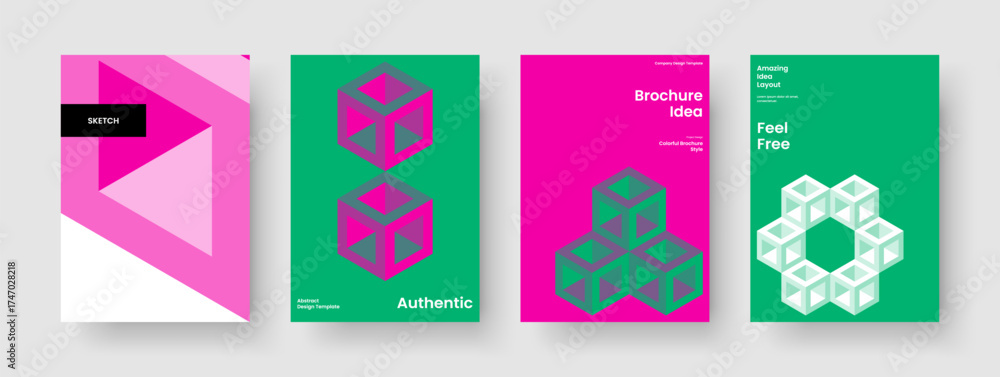 Fototapeta premium Abstract Brochure Layout. Geometric Report Design. Modern Book Cover Template. Flyer. Banner. Business Presentation. Poster. Background. Pamphlet. Journal. Portfolio. Brand Identity. Advertising