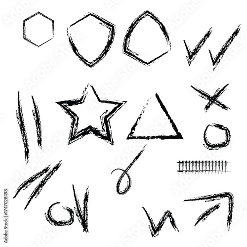 Black and white vector star icons set with design element symbol and sign for web and business illustration