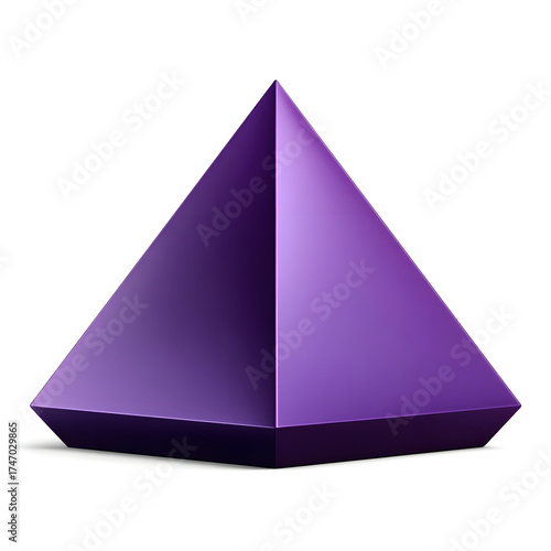 Vibrant purple pyramid geometric shape clean rendered 3d object
