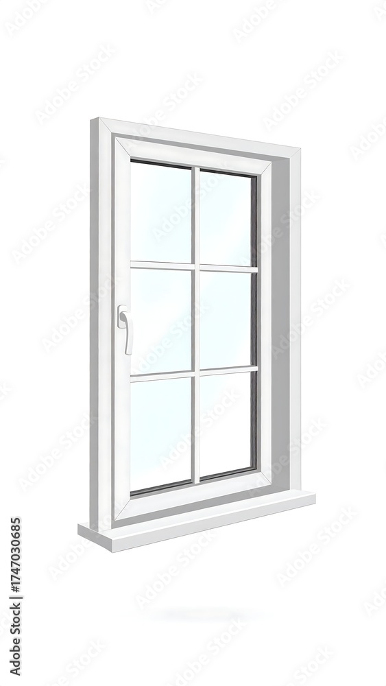 Obraz premium White window with multiple panes, 3D render