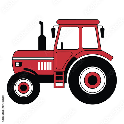 Dark Red Farm Tractor Machine Agriculture Equipment Silhouette Isolated Farming Rural Transport Vehicle Countryside Transportation