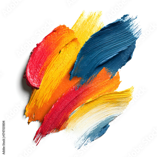 Vibrant swirls of red yellow and blue paint strokes abstract artistic texture