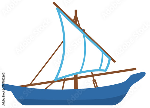 Vector dhow boat flat design icon with simple lines