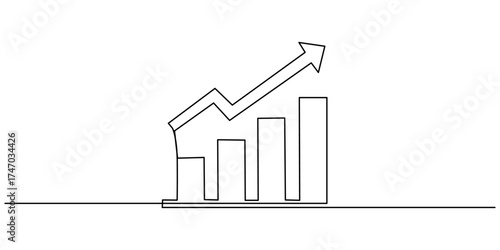 Continuous one line drawing growing chart