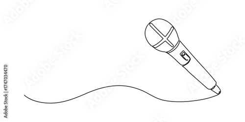 Continuous one line drawing hand mike 
