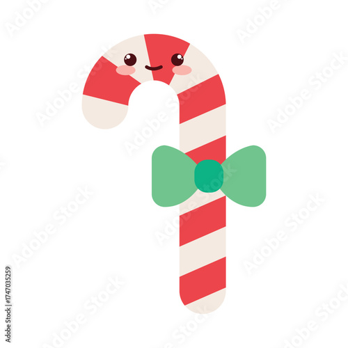 Cute Kawaii Candy Cane Vector