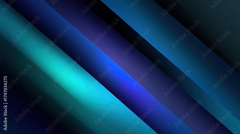 Fototapeta premium Colorful Abstract Composition Showcasing Smooth Gradients in Blue and Green Tones With Diagonal Lines and Depth Effects During a Serene Digital Artwork Moment
