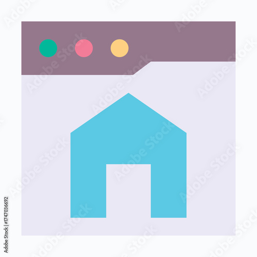 Home Page Icon Displayed in Browser Interface, Isolated Vector Flat Style Icon. 