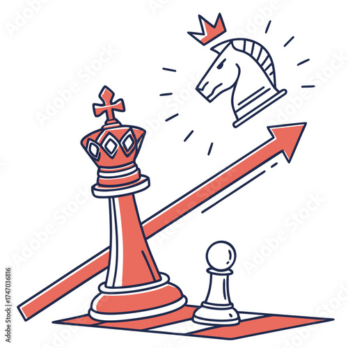 Chess strategy illustration with king and knight