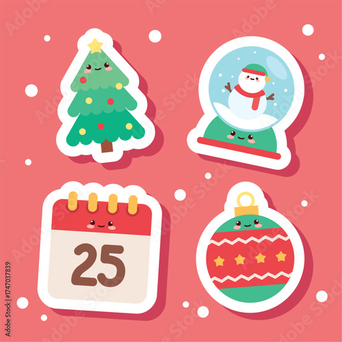 Cute Kawaii Christmas Sticker Set