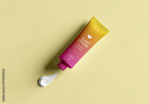 Hand Cream Tube Mockup with Texture