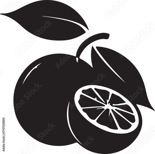 Vector art of orange fruit with slice, simple and elegant design
