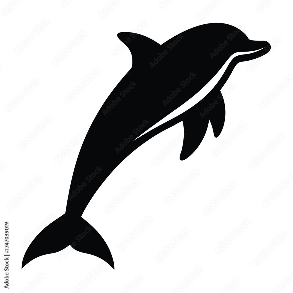 Obraz premium Black dolphin leaping gracefully jumping aquatic
