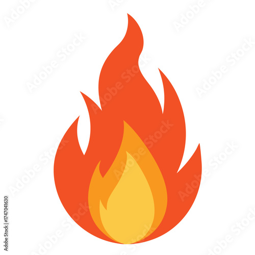 Flat Fire Flame Icon Vector on White Background