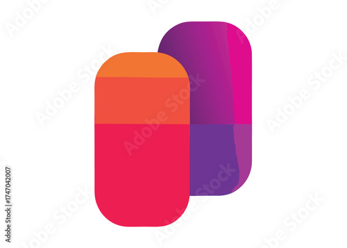 Vector art of two colorful rounded rectangles vector art