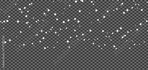 White snow flurries fall softly against the transparent background creating a peaceful winter scene	
