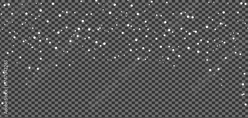 White snow flurries fall softly against the transparent background creating a peaceful winter scene	
