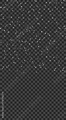White snow flurries fall softly against the transparent background creating a peaceful winter scene	
