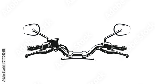 Vintage Motorcycle Handlebars with Mirrors and Grips.