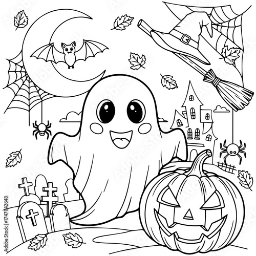 halloween seamless pattern of vector illustration