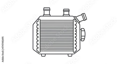 Detailed Line Drawing of an Automotive Intercooler Unit.