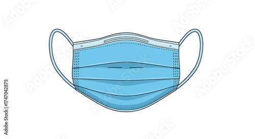 Blue disposable surgical face mask with ear loops.