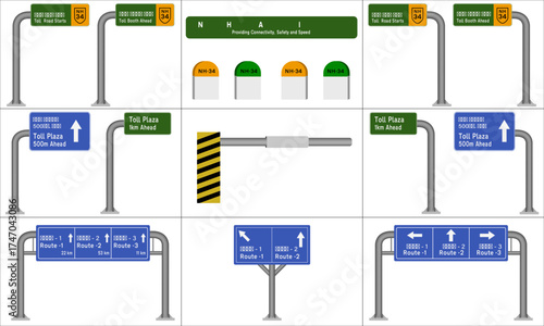 Sign board for highways, toll booths and plaza for easy navigation