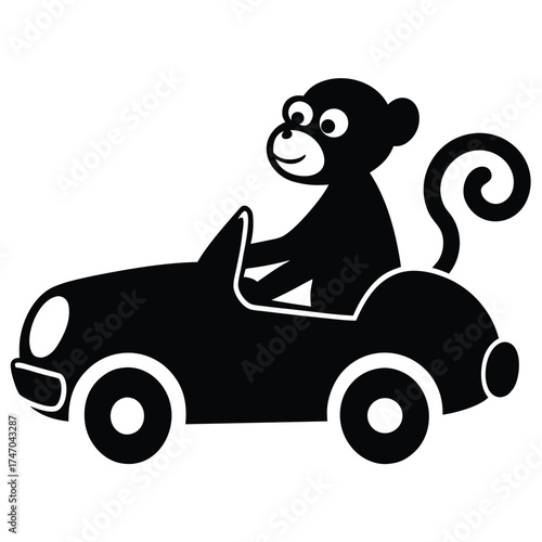 Monkey driving convertible car primate