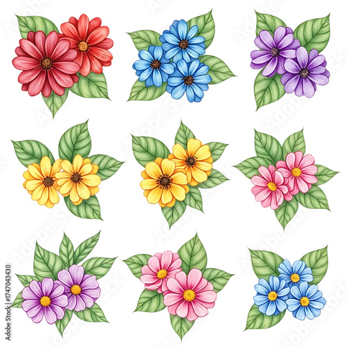 Vibrant floral arrangements bring cheerful color to any design project