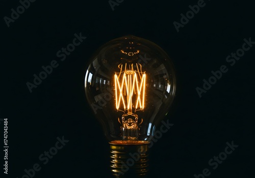 Illuminating idea concept with a unique glowing filament light bulb