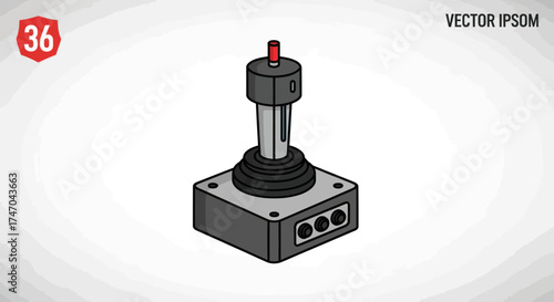 Industrial Joystick Control Lever with Button and Base.