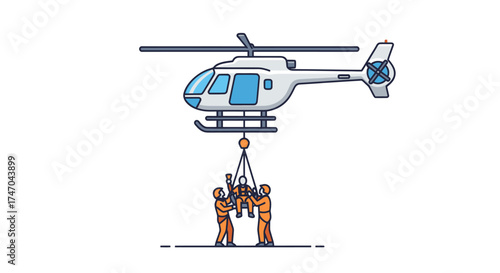 Medical Helicopter Air Rescue Operation with Paramedics.