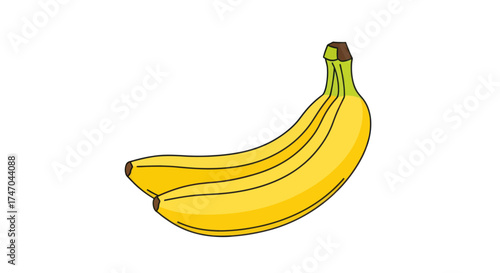 Two Ripe Yellow Bananas Clustered Together Ready to Eat.